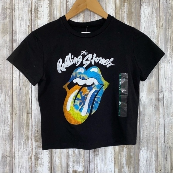 NWT The Rolling Stones Dye Black Crop - Picture 2 of 6
